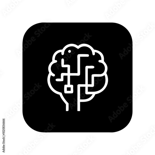 Artificial Intelligence Chip in Brain Icon
This icon depicts a human brain with a microchip embedded inside, representing the integration of artificial intelligence and human cognition, symbolizing AI