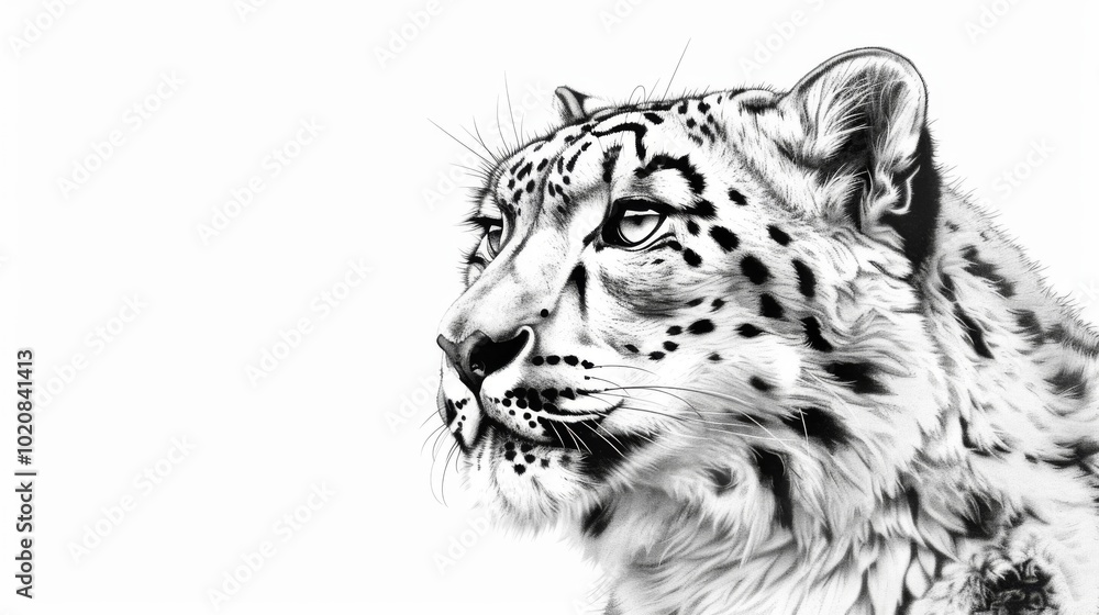 Naklejka premium Elegant Snow Leopard Portrait on Clean Background