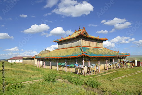 Obraz na płótnie Shankh Monastery located in Övörkhangai Province, Central Mongolia, 25 kilometers South East of Kharkhorin city - one of Mongolia’s oldest and most historically significant monasteries w salonie