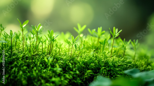 Green moss isolated on a white background, closeup. Beautiful green moss.