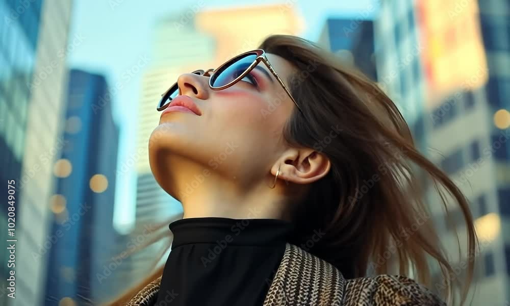 A woman wearing sunglasses and a black jacket Video A woman wearing sunglasses and a black jacket Video