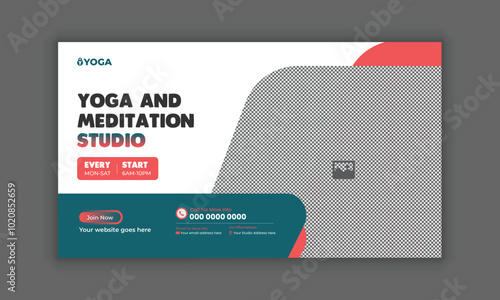 Horizontal banner template for a yoga class with a woman

