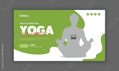 Flat horizontal banner template for International Yoga Day