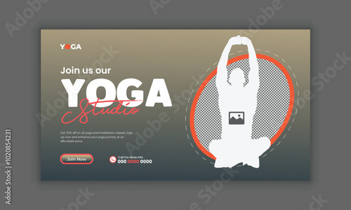 Horizontal sales banner template for yoga retreats and spas