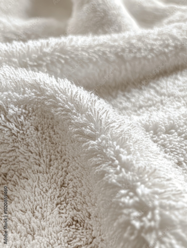 Close-up of a soft, fluffy white towel showcasing its textured fibers. Close-up of a soft, fluffy white towel showcasing its textured fibers.