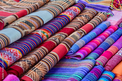 Chinchero, in Cusco Peru  is known for its high-quality weaving and colorful textiles, often made using traditional Inca techniques.