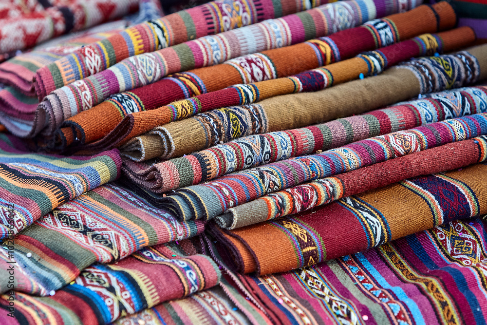 Chinchero, in Cusco Peru is known for its high-quality weaving and colorful textiles, often made using traditional Inca techniques. Chinchero, in Cusco Peru is known for its high-quality weaving and colorful textiles, often made using traditional Inca techniques.