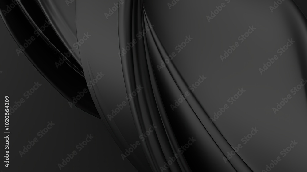 Obraz premium Wavy Curves Black Luxury Delicate Elegant Modern 3D Rendering Abstract Background