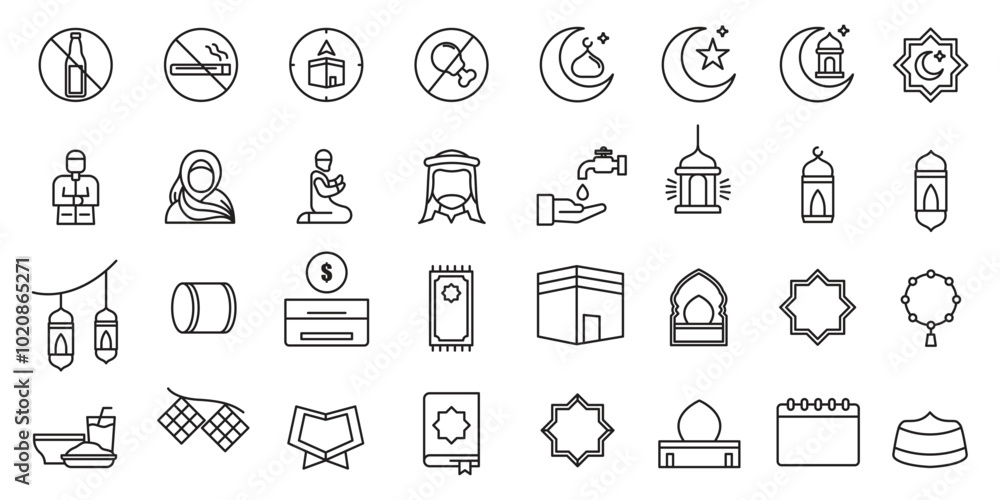 pack ramadan icon or logo design isolated sign symbol vector illustration. A collection of high quality black line style vector icons pack ramadan icon or logo design isolated sign symbol vector illustration. A collection of high quality black line style vector icons