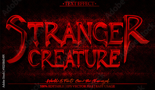 Stranger Creature Vector Text Effect Editable Alphabet Red Zombie Alien Monster Mystery