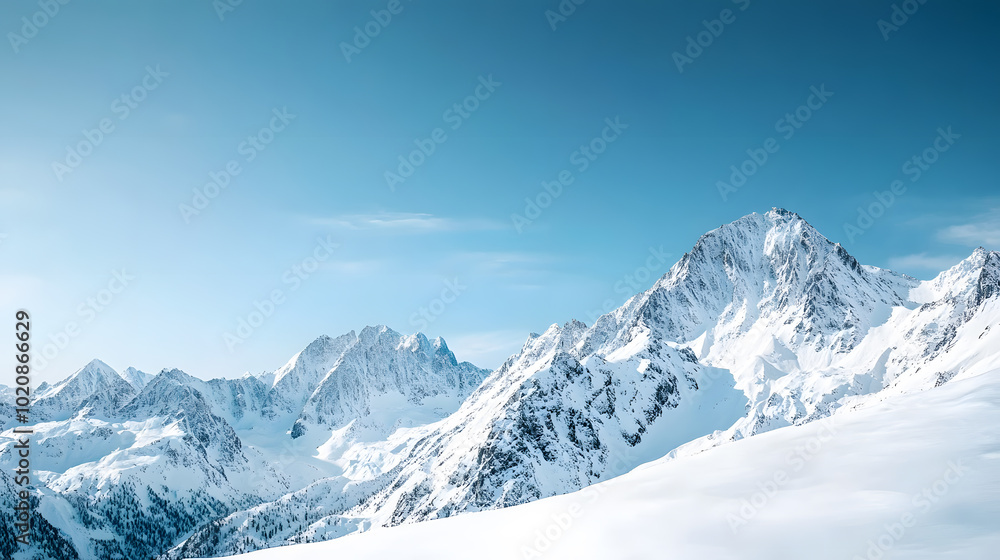 Snow-capped mountains under a clear blue sky winter weather Snow-capped mountains under a clear blue sky winter weather