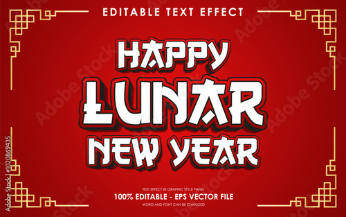 Editable Happy Lunar New Year Text Effect with chinese theme background