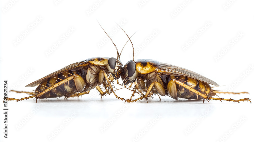 Fototapeta premium Cockroach carrier pathogens isolated on white background