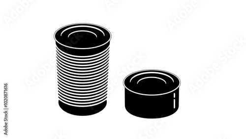 canned food, black isolated silhouette