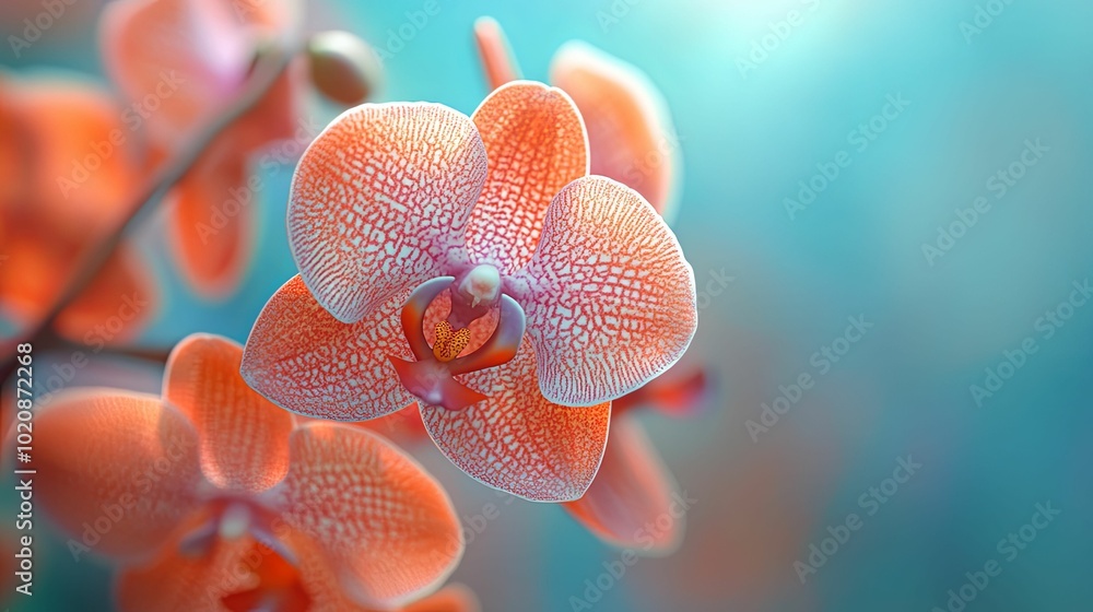 Close-up of a Delicate Orange and White Orchid Flower