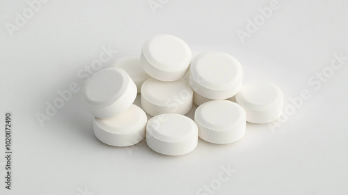 An isolated white background with a full depth of field shows pills