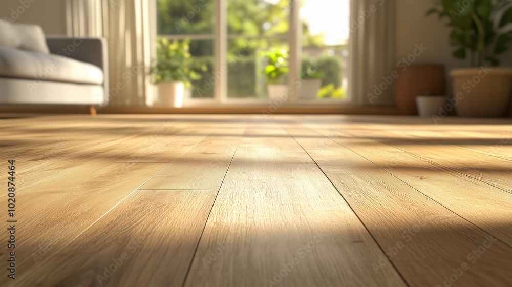 Bright and airy living room with wooden flooring and natural light through large windows on a sunny day Bright and airy living room with wooden flooring and natural light through large windows on a sunny day