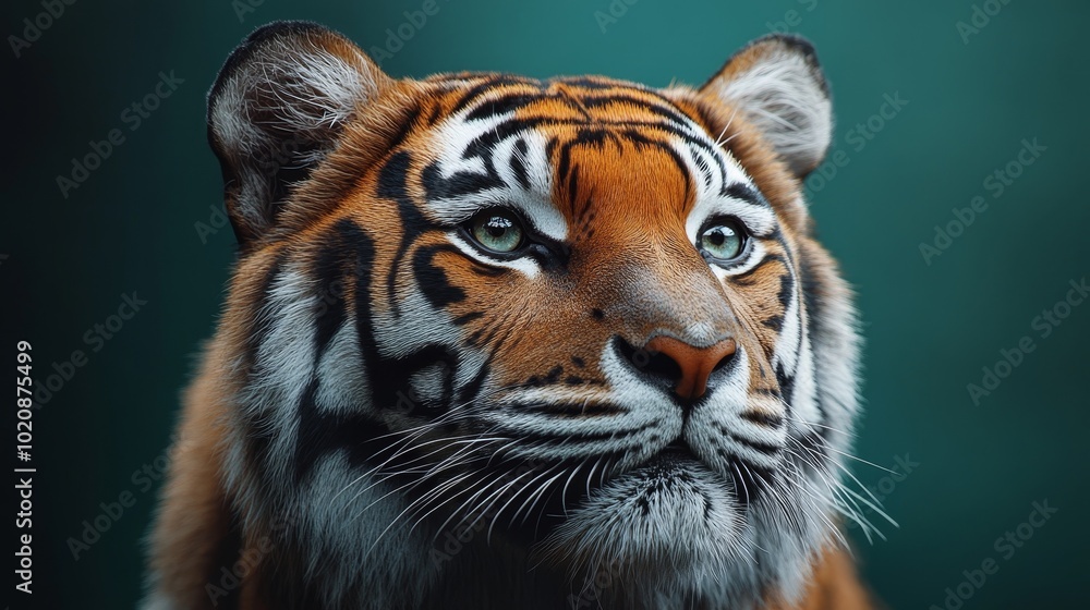 Fototapeta premium A tiger is staring at the camera with its eyes closed