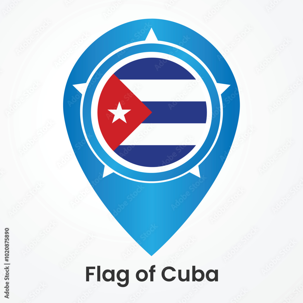 Cuba Flag Vector Flat Icon, pin map icon Cuba Flag Vector Flat Icon, pin map icon