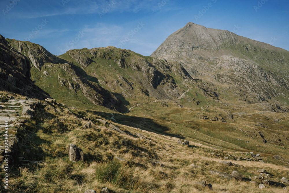 Fototapeta premium Panoramic View of Snowdonia National Park Mountains in Wales