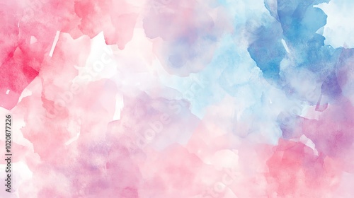 An abstract watercolor background in shades of pink, blue and white.