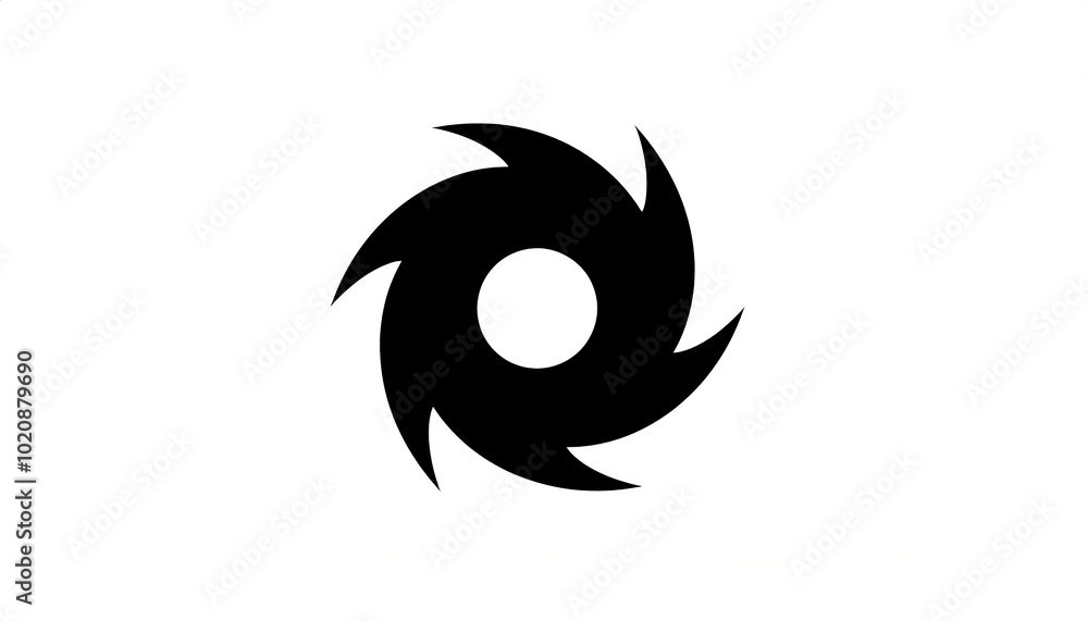 Fototapeta premium Hurricane Icon, Whirlwind, tornado signs, saw, whipsaw blade, star, Shuriken, Ninja star, typhoon, spinner, twister design black color isolated on white background with copy space