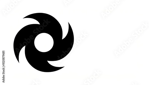 Hurricane Icon, Whirlwind, tornado signs, saw, whipsaw blade, star, Shuriken, Ninja star, typhoon, spinner, twister design black color isolated on white background with copy space