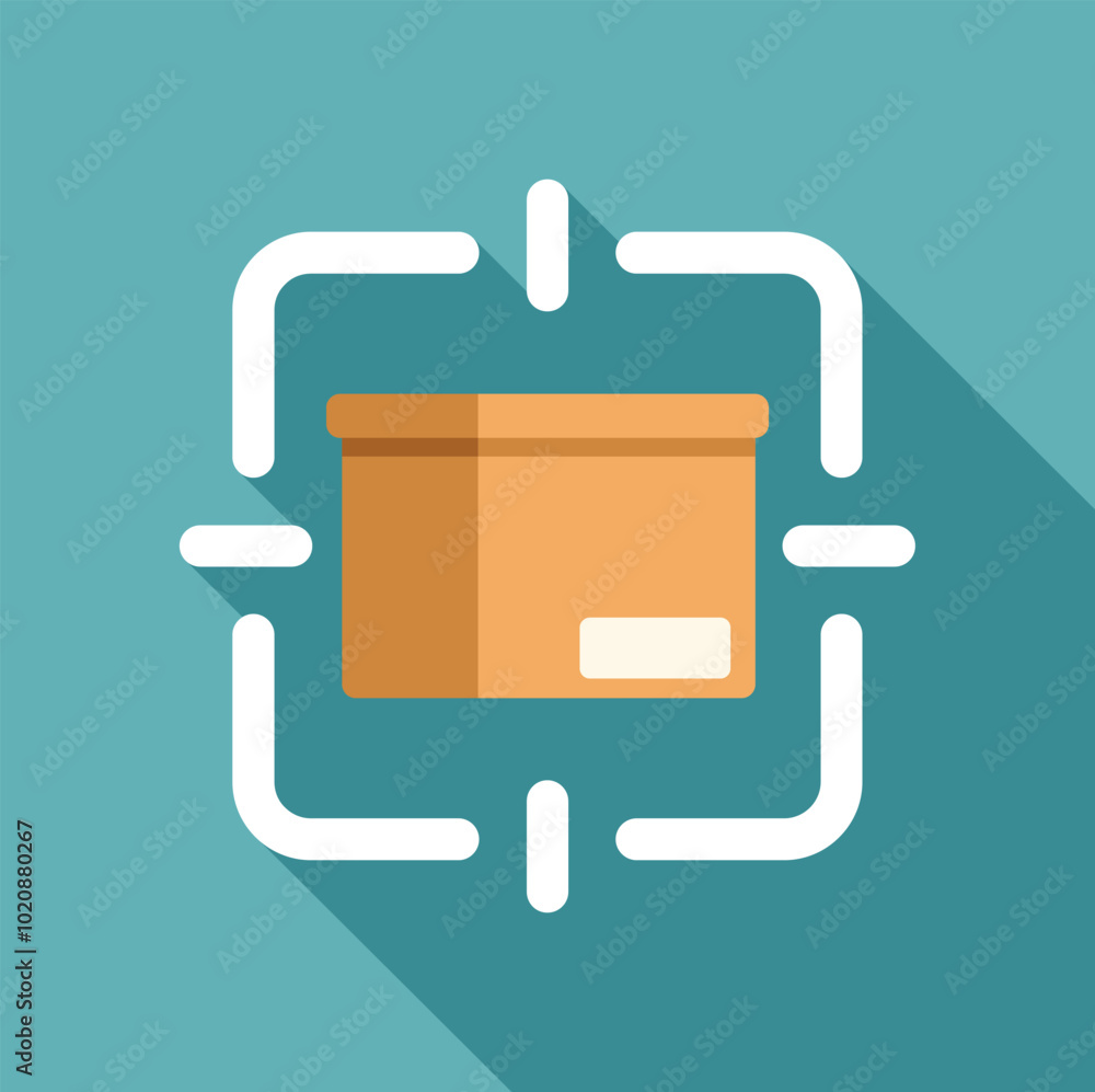 Cardboard box is the target of a crosshair, representing the importance of precise and efficient delivery in logistics Cardboard box is the target of a crosshair, representing the importance of precise and efficient delivery in logistics