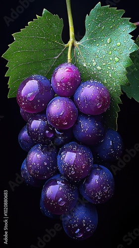 Wallpaper Mural Purple Grapes, Fresh Fruit, Grape Bunch, Water Droplets, Nature Torontodigital.ca