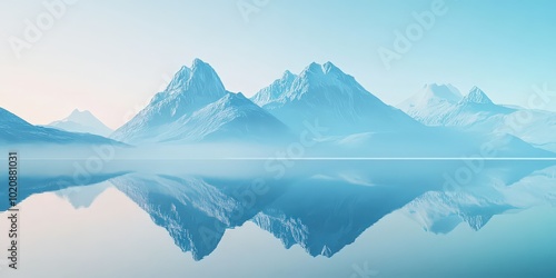 Misty Mountain Reflection in a Still Lake