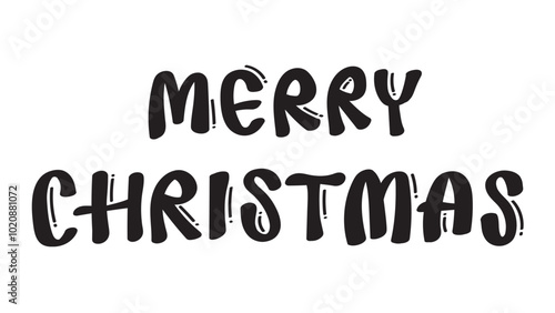 Merry Christmas playful bold font isolated on white background. Fun holiday typography element with decorative accents. Ideal for festive designs and seasonal greetings.