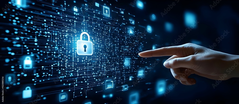 Digital Hand Gesture Pointing to Floating Secure Mobile Communication Concept Digital Hand Gesture Pointing to Floating Secure Mobile Communication Concept