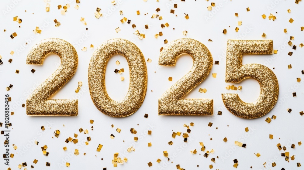Happy begining New Year Celebration start 2025 Sparkles Banner, With colorful number illustrations Happy begining New Year Celebration start 2025 Sparkles Banner, With colorful number illustrations