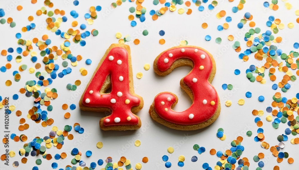 Obraz premium Decorated cookie, number 43, image for birthday or anniversary celebration