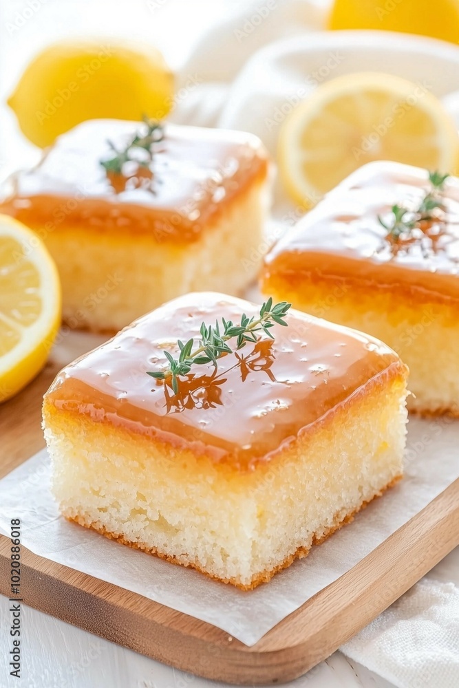 Lemon Glazed Mini Cakes with Fresh Herb Garnish Lemon Glazed Mini Cakes with Fresh Herb Garnish