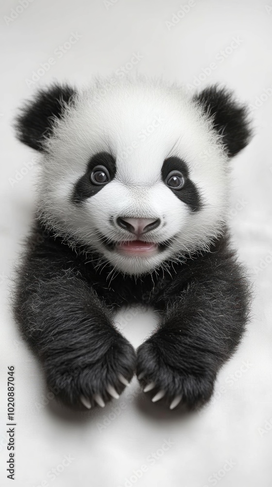 A cute panda cub with a playful expression and outstretched paws. A cute panda cub with a playful expression and outstretched paws.