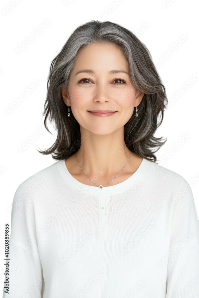 Professional Portrait of a Mature Woman in White Attire Professional Portrait of a Mature Woman in White Attire