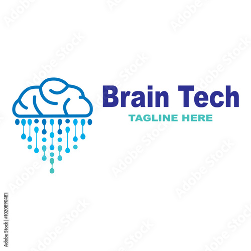 technology brain logo vector photo