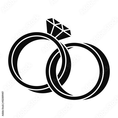 Engagement or wedding ring silhouette black