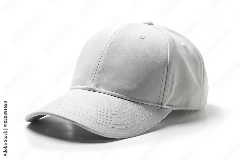 Front view of white plain baseball cap isolated on white background Front view of white plain baseball cap isolated on white background
