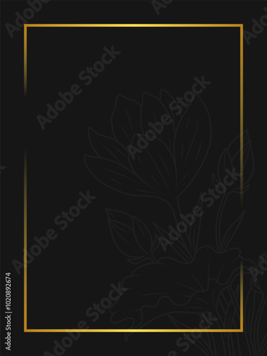 Square golden frame with flower ornament