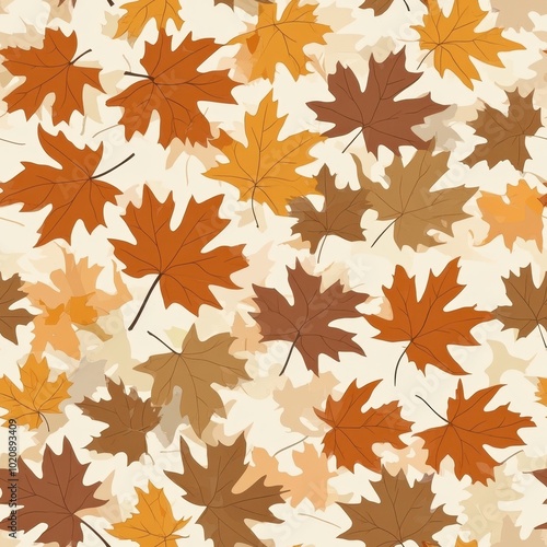 Autumn Maple Leaves Pattern Background in Warm Earth Tones