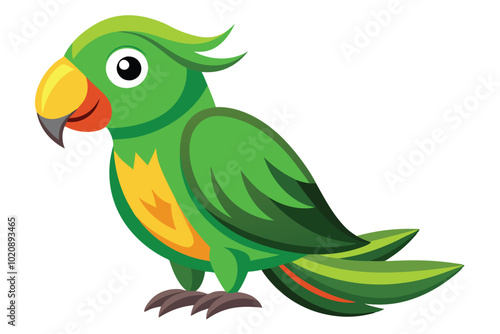 Green parrot vector, Blue crowned hanging parrot vector illustration