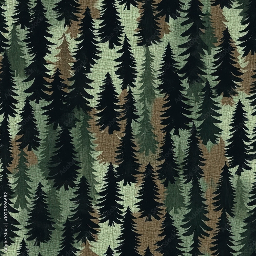Obraz premium Enigmatic Pine Forest Pattern in Earthy Tones for Tranquil Design
