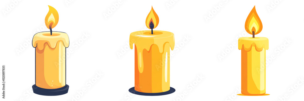 Yellow candle isolated on transparent PNG background perfect for holiday decorations or religious themes Yellow candle isolated on transparent PNG background perfect for holiday decorations or religious themes