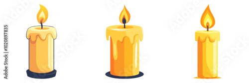 Yellow candle isolated on transparent PNG background perfect for holiday decorations or religious themes