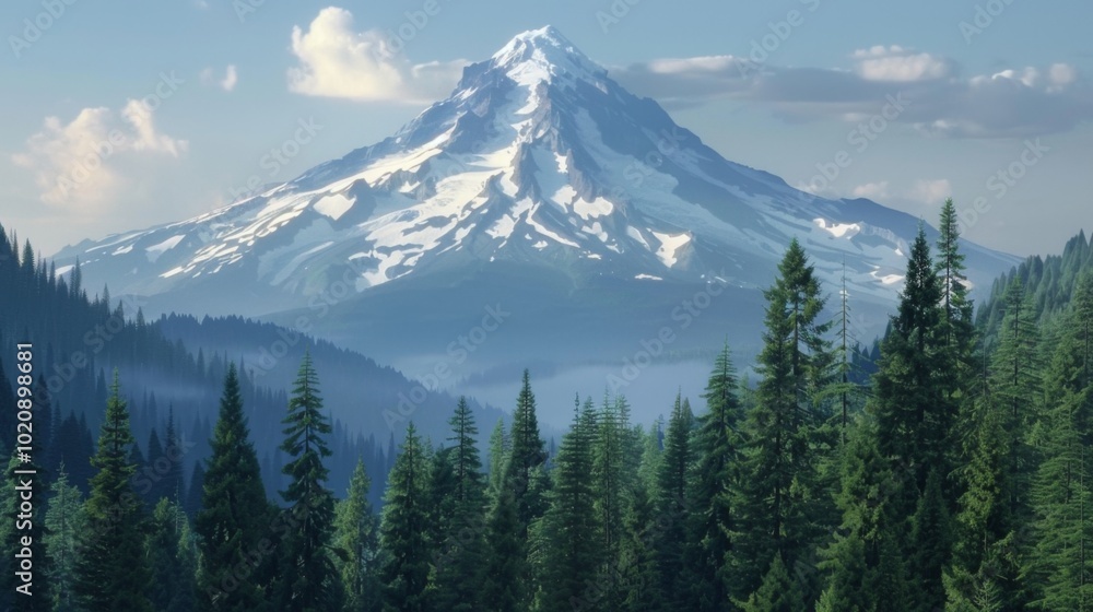 Obraz premium Scenic View of Mount Hood in USA