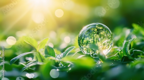 Water droplet, conservation, and eco-friendly concept for saving, sustainability, and environmental awareness. Clear, pure, and symbolic drop in the campaign to preserve water resources 