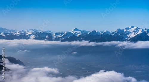 Wallpaper Mural View on winter mpuntains from Rochers-de-Naye peak, Montreux, Alps. Torontodigital.ca