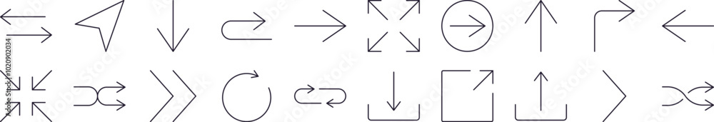 Arrows Up, Down, Right and Left Outline Sign Collection. Editable Stroke. Perfect for Infographics, Articles, Books, Flyers, Banners Arrows Up, Down, Right and Left Outline Sign Collection. Editable Stroke. Perfect for Infographics, Articles, Books, Flyers, Banners